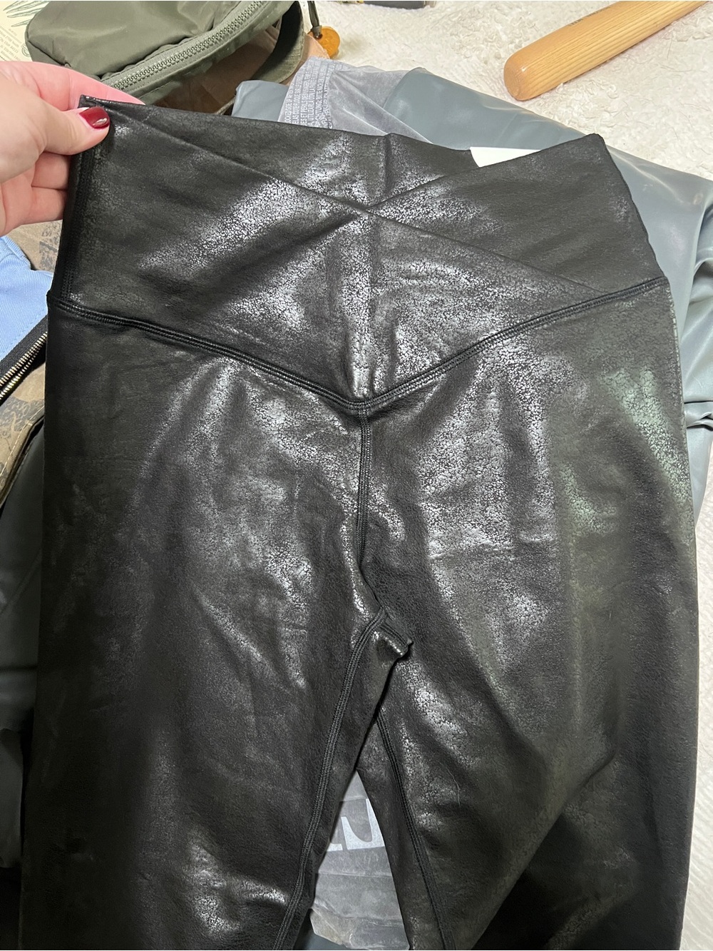 Kids Black Faux-Leather Leggings - High Waist